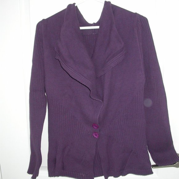 Burgundy Drape Collar Cardigan - Picture 5 of 7